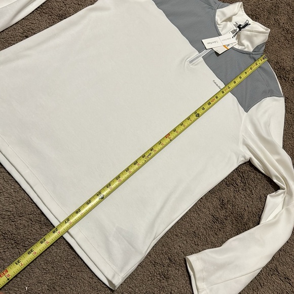 NWT Men’s Calvin Klein “Liquid Touch” 1/4 Zip Top-Sz S-Lightweight-White/Gray - Picture 12 of 14